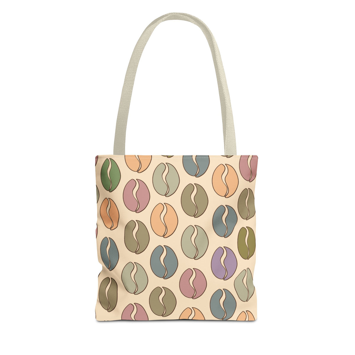 Colorful Coffee Tote Bag - Coffee Lover's Bean Bag in Cream