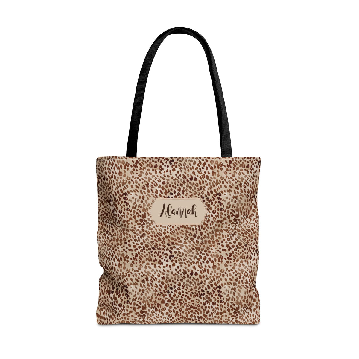 Personalizable Animal Print Tote - Beige Leopard Carryall