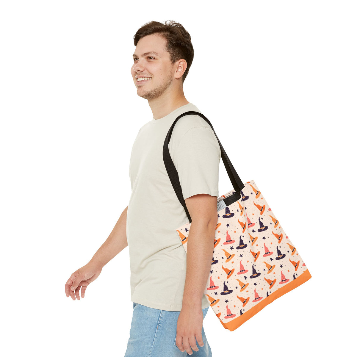 Halloween Witch Hat Tote Bag - Cute All-Over-Print Spooky Pattern