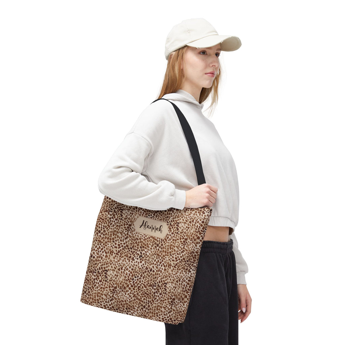 Personalizable Animal Print Tote - Beige Leopard Carryall