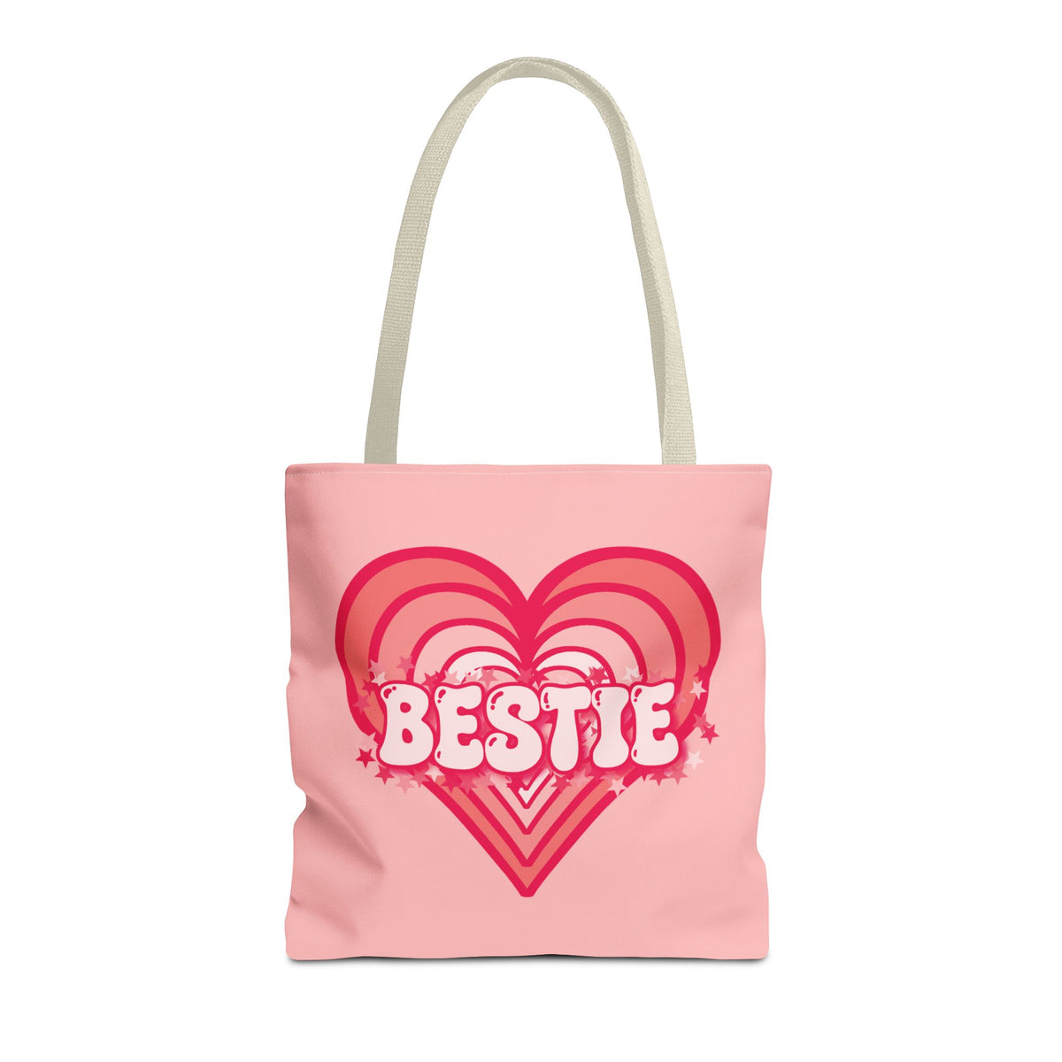 Personalizable Bestie Tote Bag - Strawberry Milk Pink Hearted Tote