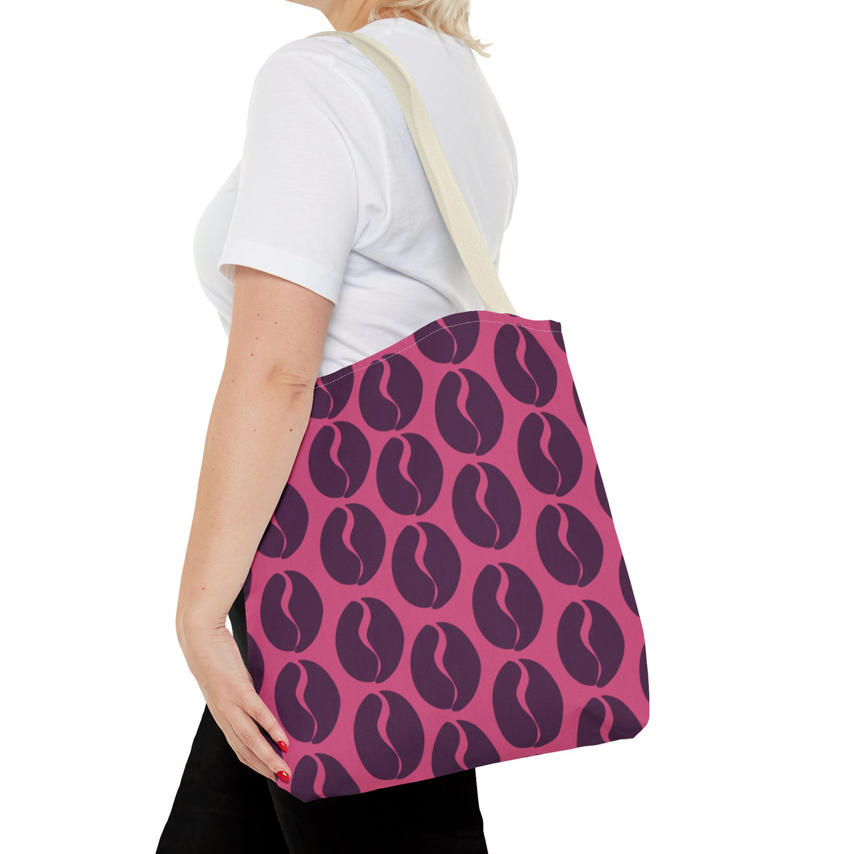 Coffee Lover's Tote - Grape on Pink Coffee Vibes Tote Bag