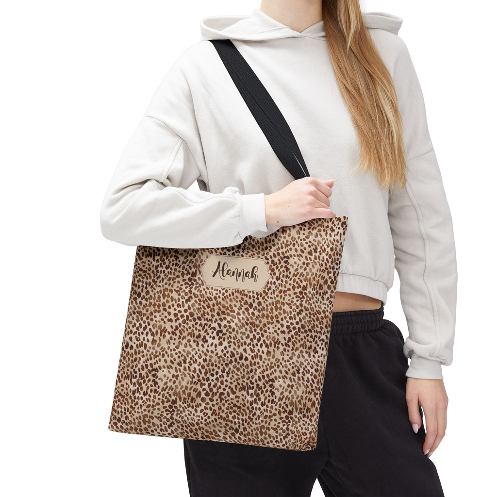 Personalizable Animal Print Tote - Beige Leopard Carryall