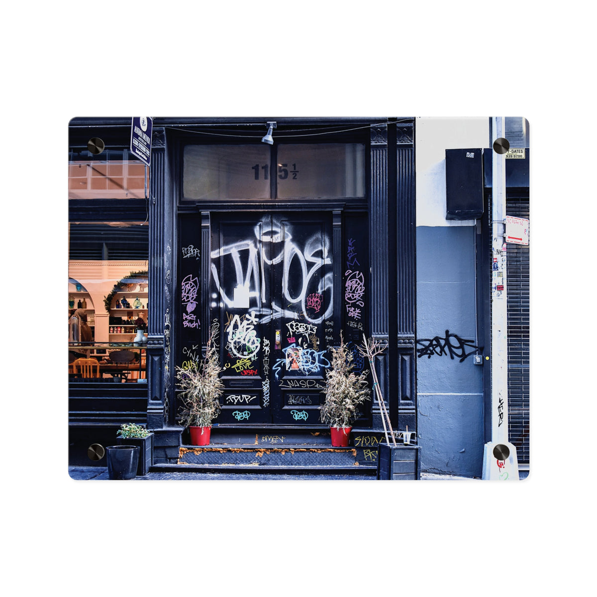 Urban Landscape Acrylic Art - Graffiti Doorways  Wall Art Panel