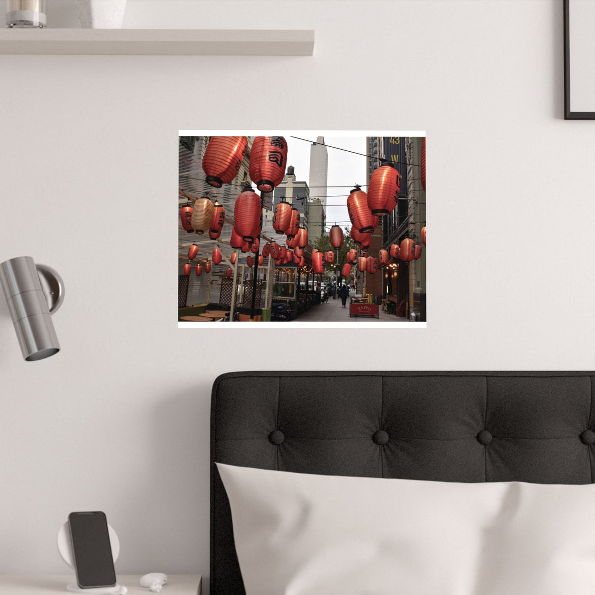 Urban Streetscape Photo - Red Lanterns Satin Poster
