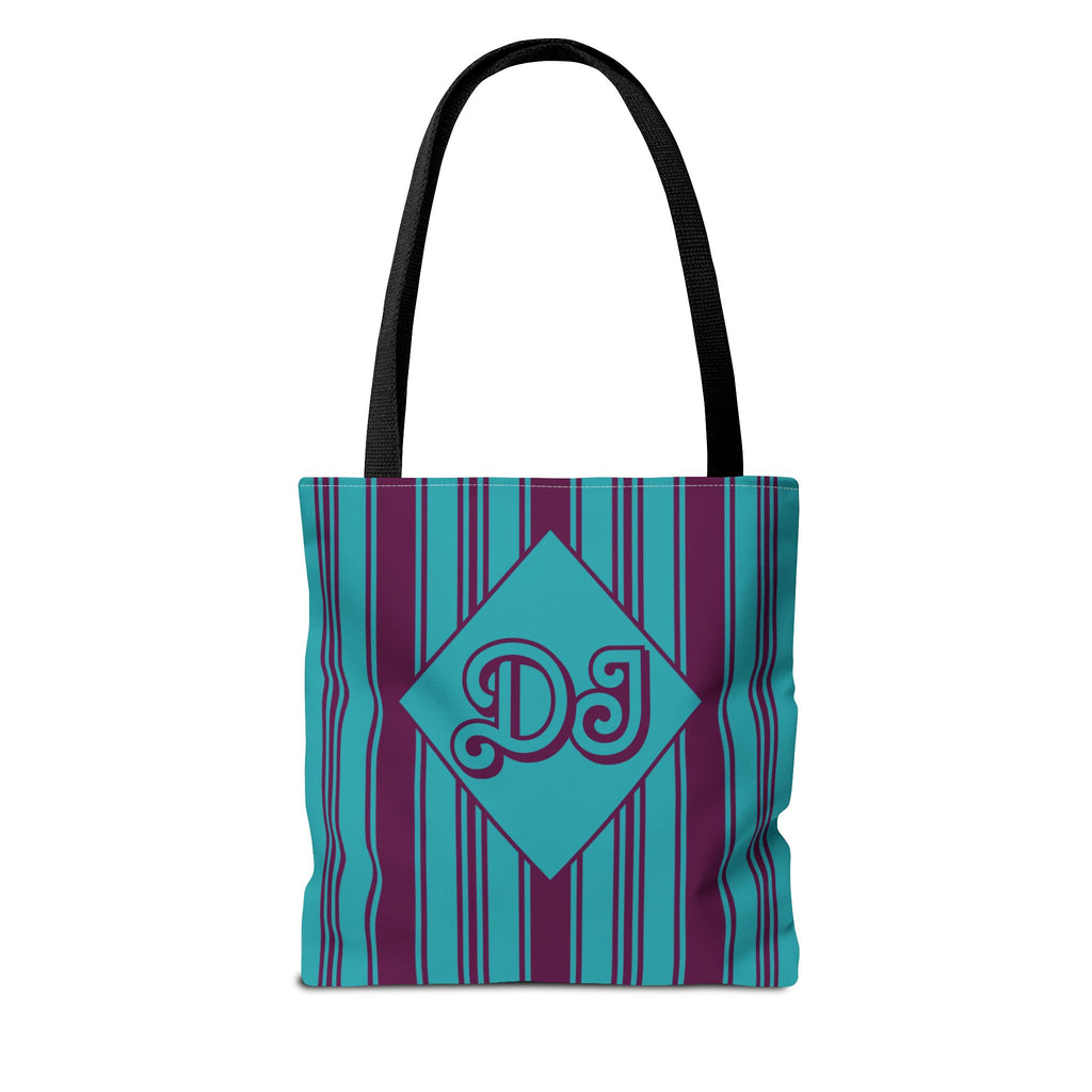 Striped Blue and Purple Monogram Bag - Vibrant Personalizable Market Tote