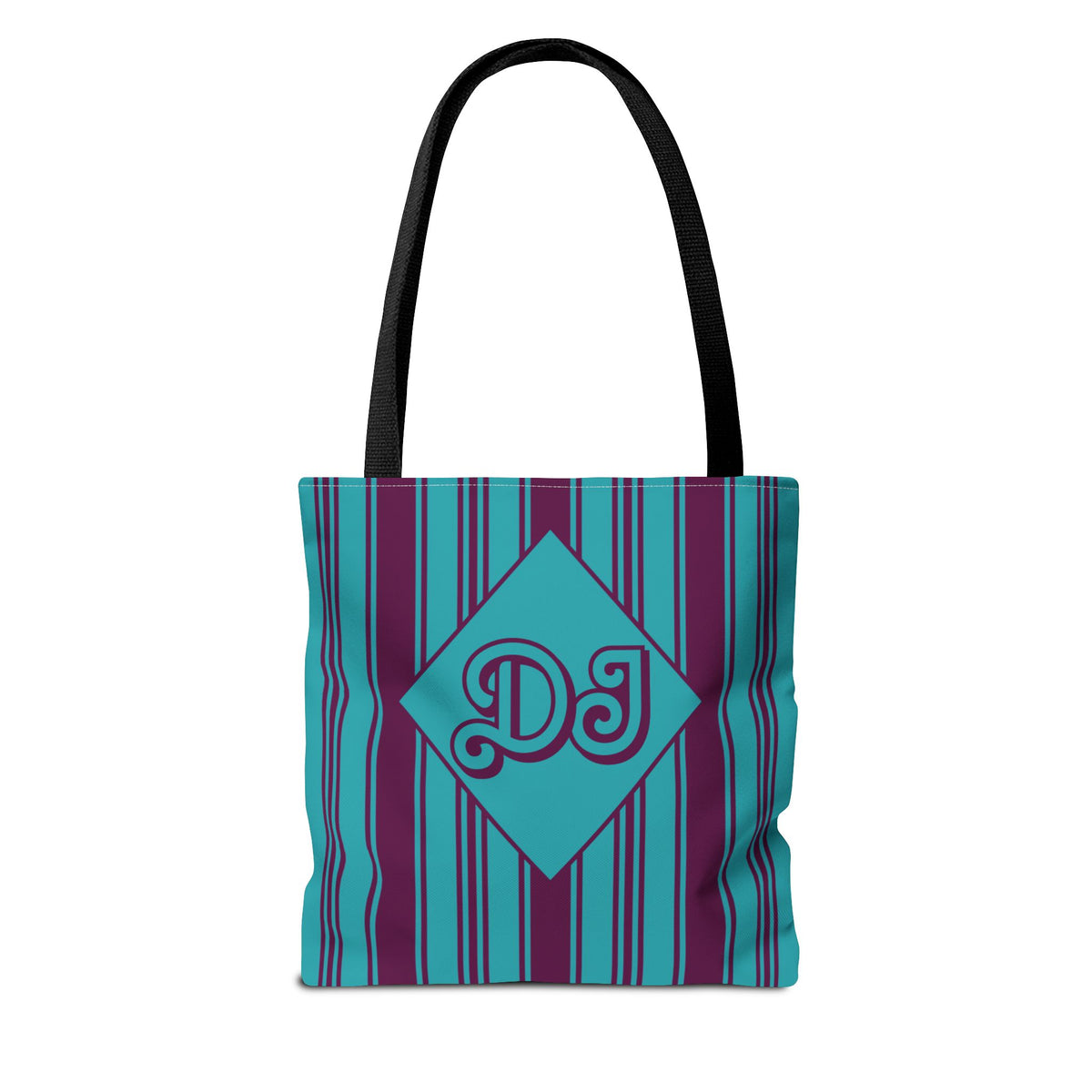Striped Blue and Purple Monogram Bag - Vibrant Personalizable Market Tote