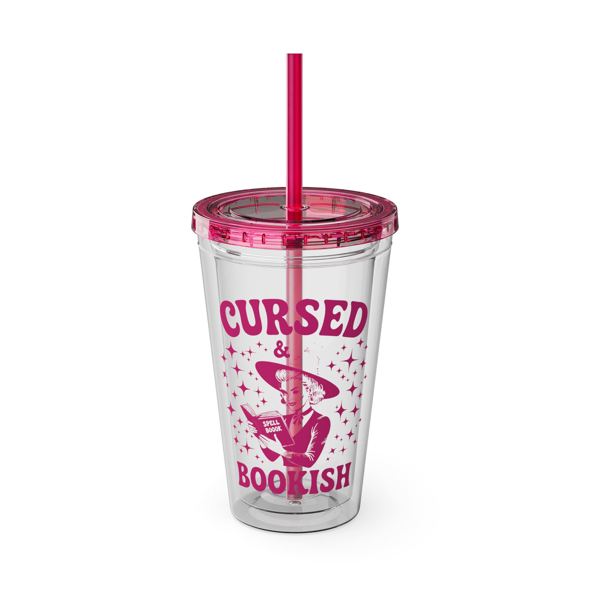 Cursed and Bookish 16oz Tumbler with Straw - Witchy Reader Gift