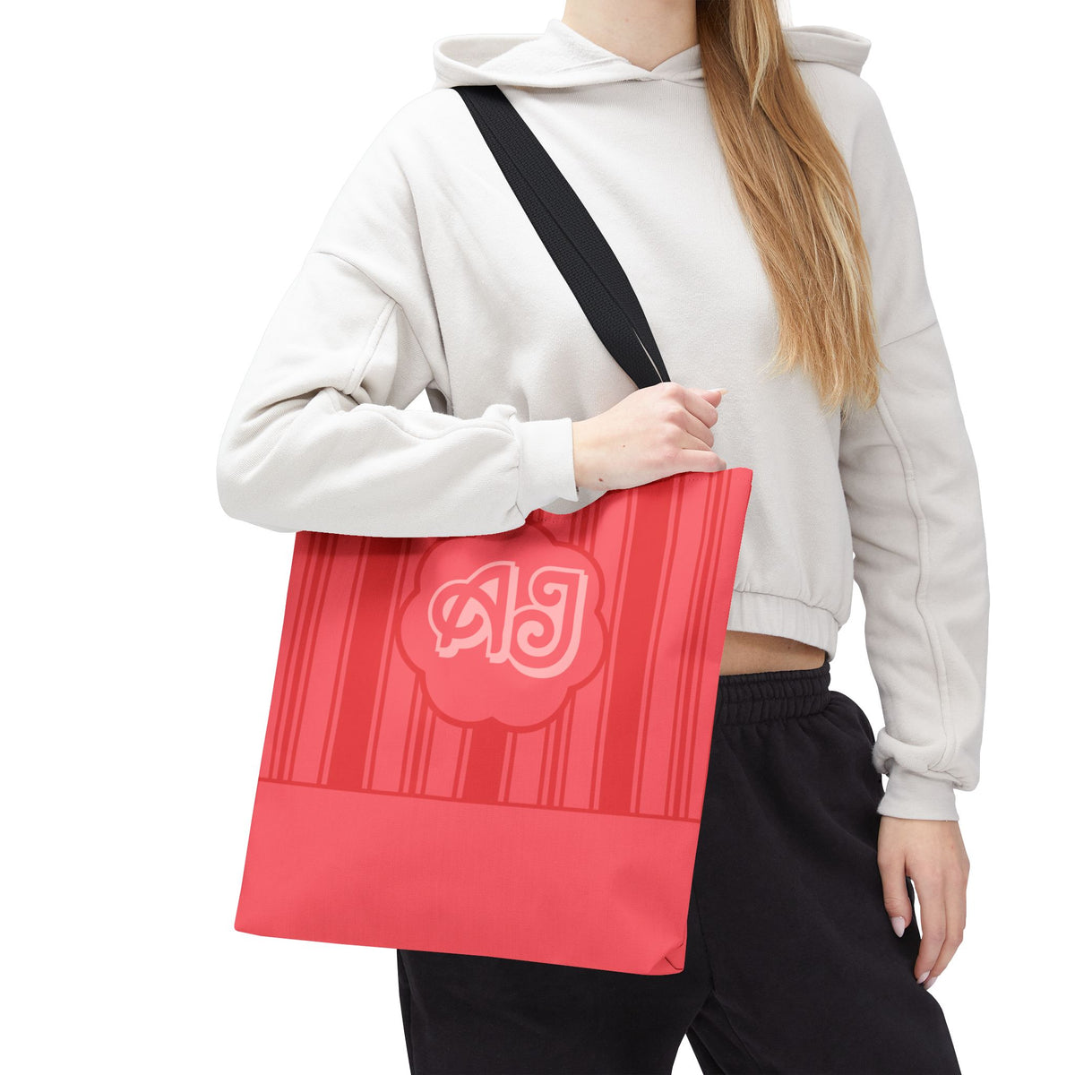 Monogram Pink Striped Tote Bag —Personalizable Market Tote
