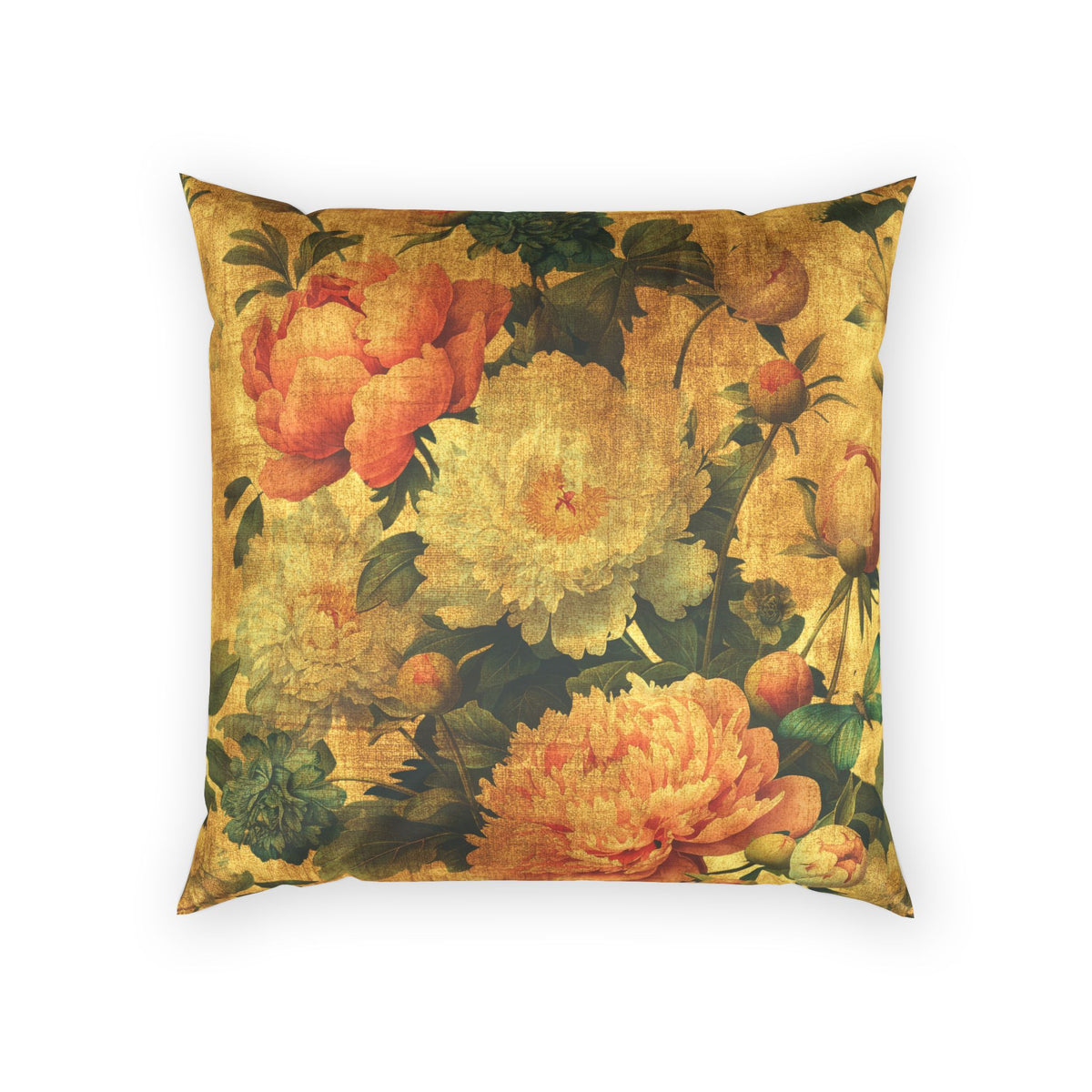 Elegant Velvet Floral Pillow - Vintage Colorful Peonies Throw Pillow