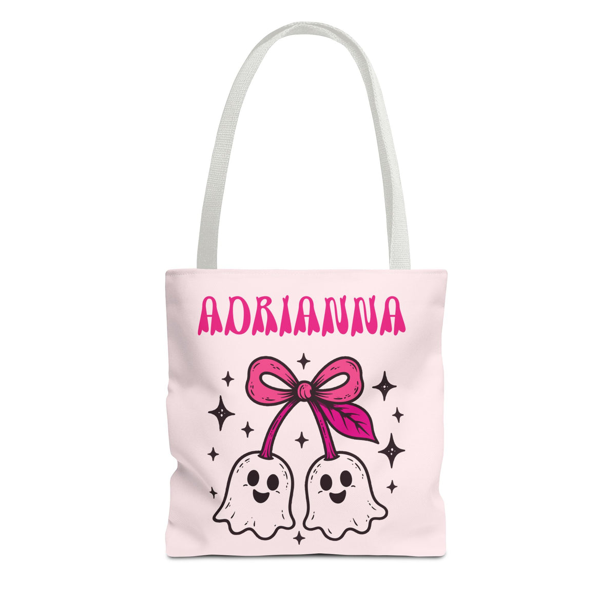 Pink Cute Ghost Cherries Tote Bag - "Spooky and a Cutie" Personalized Halloween Tote