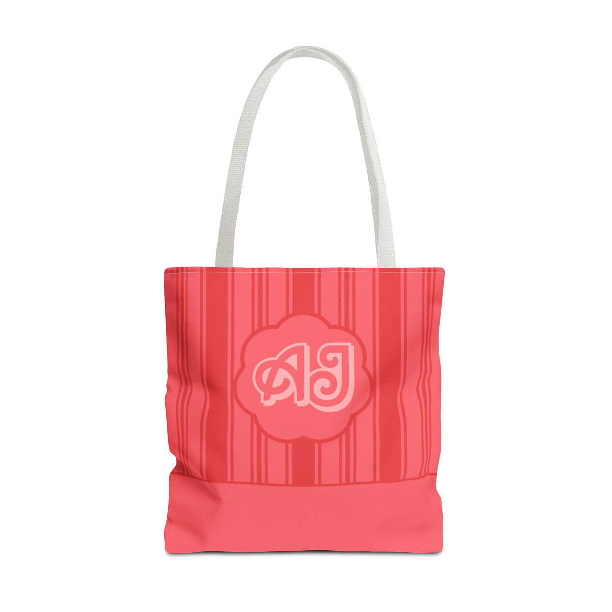 Monogram Pink Striped Tote Bag —Personalizable Market Tote