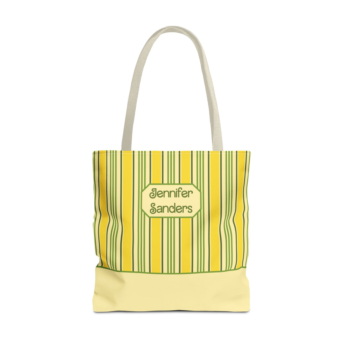 Personalizable Yellow and Green Striped Tote – Bright Summer Market Bag
