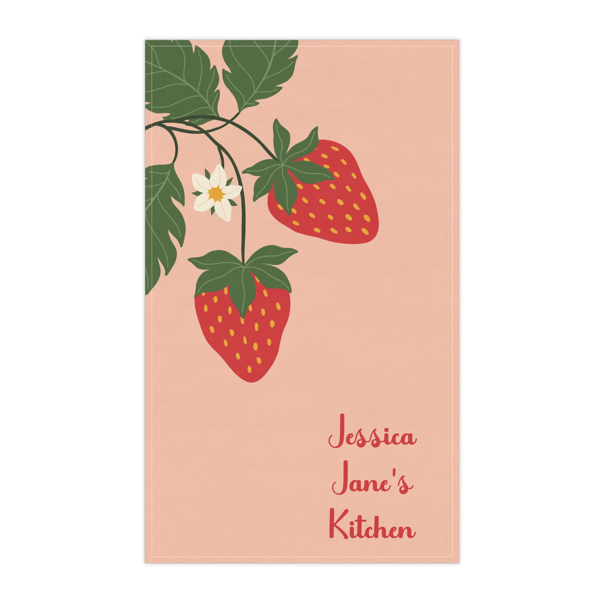 Personalizable Strawberry Tea Towel - Charming Pink Kitchen Towel