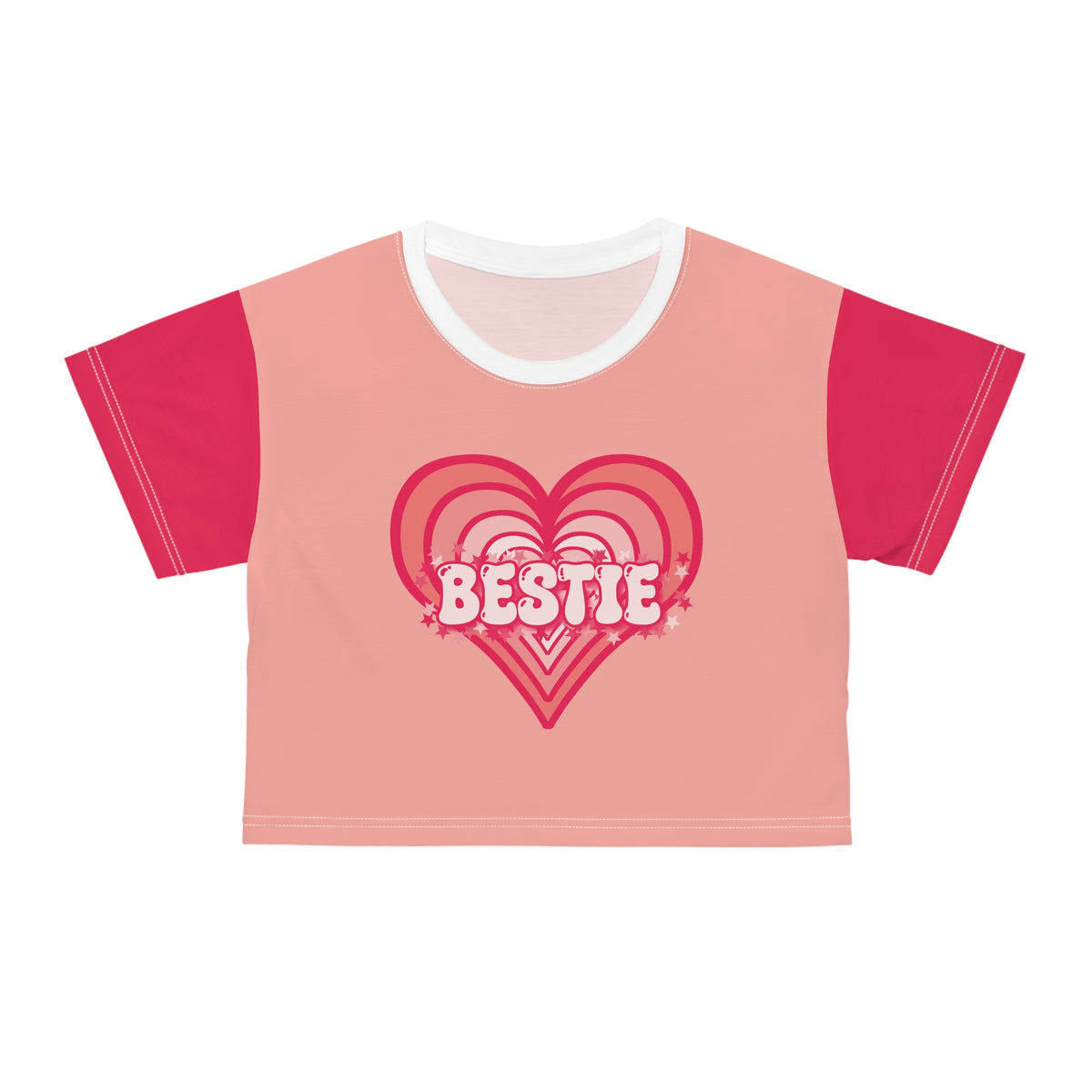 Best Friend Personalizable Crop Top - Strawberry Milk Pink Bestie Heart T-Shirt