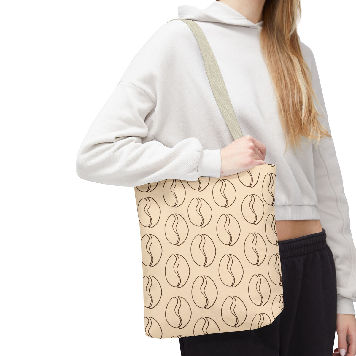 Minimalist Coffee Bean Tote Bag -Coffee Lover's Tote Bag in Cream