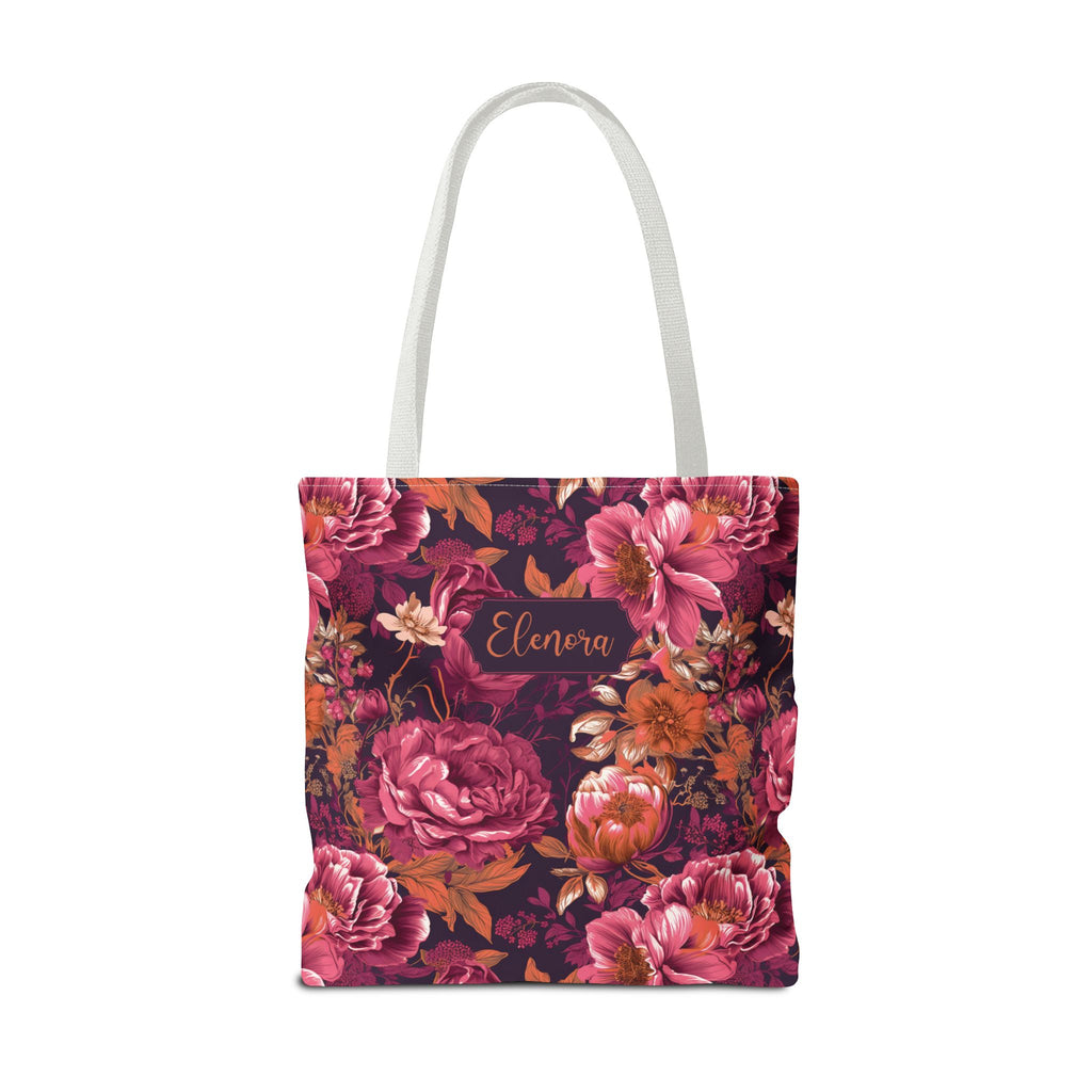 Personalizable Floral Maximalist Tote - Vivid Magenta and Orange Print Bag