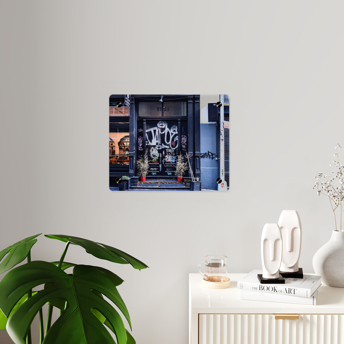 Urban Landscape Acrylic Art - Graffiti Doorways  Wall Art Panel