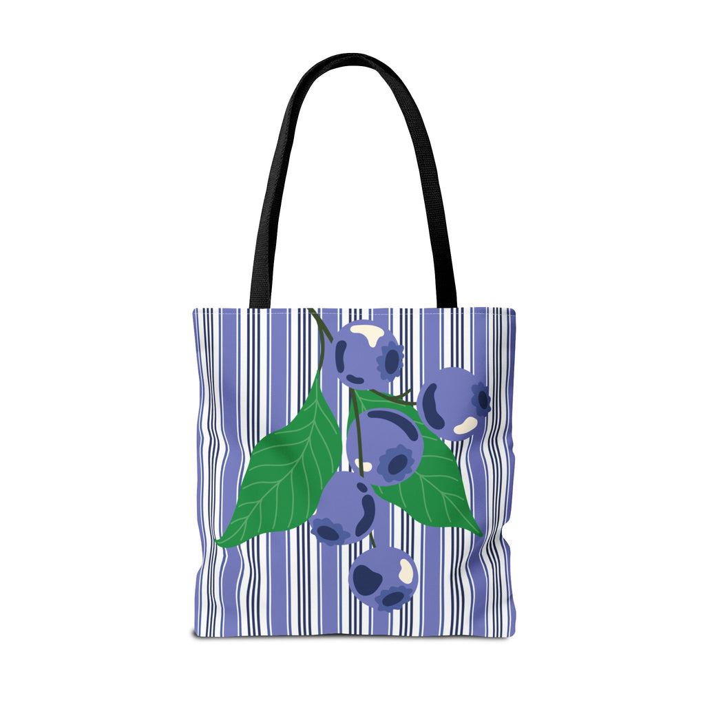 Blueberry Stripe Tote Bag - Summer Fruit Market Tote