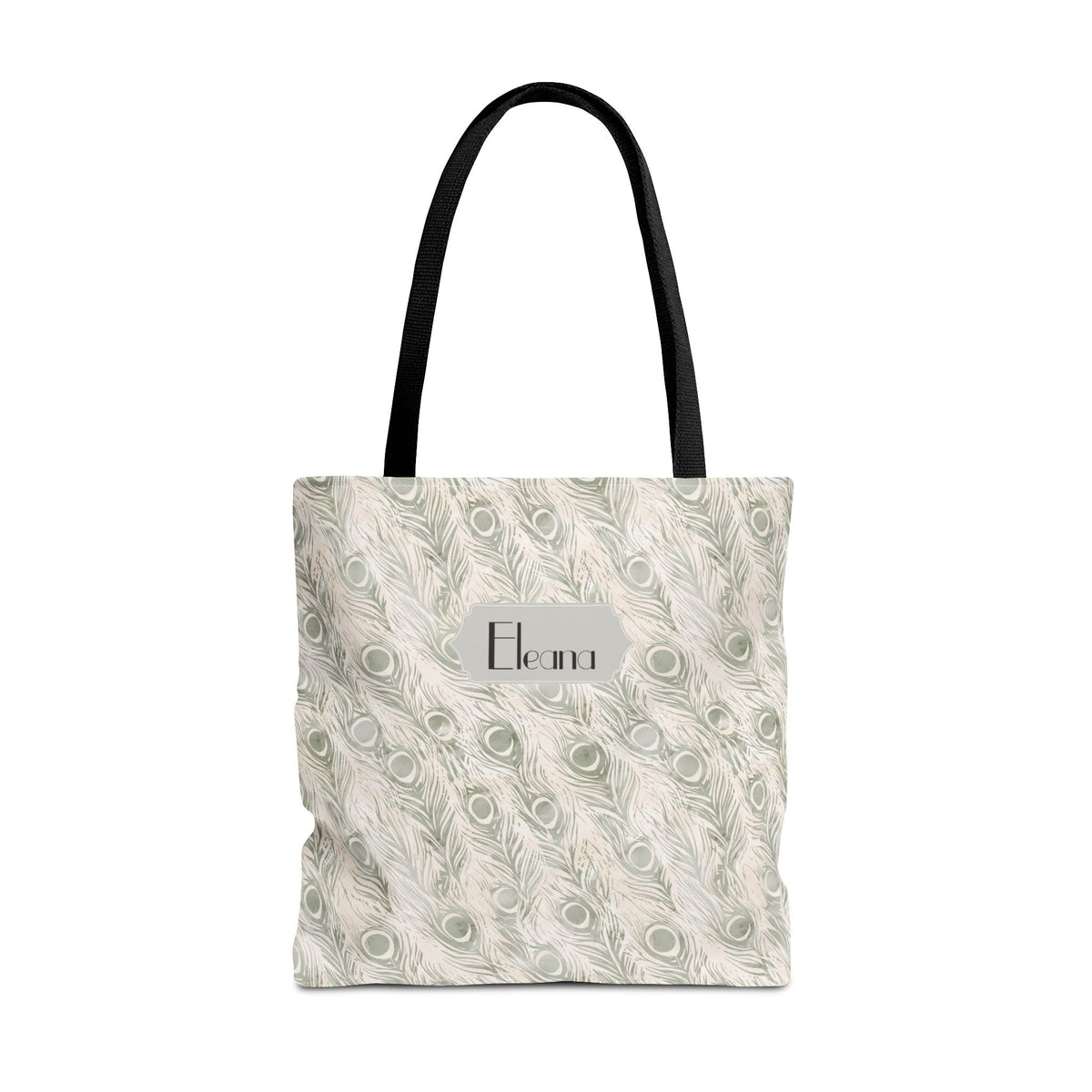 Personalizable Tote - Elegant Grey Peacock Feather Pattern Bag