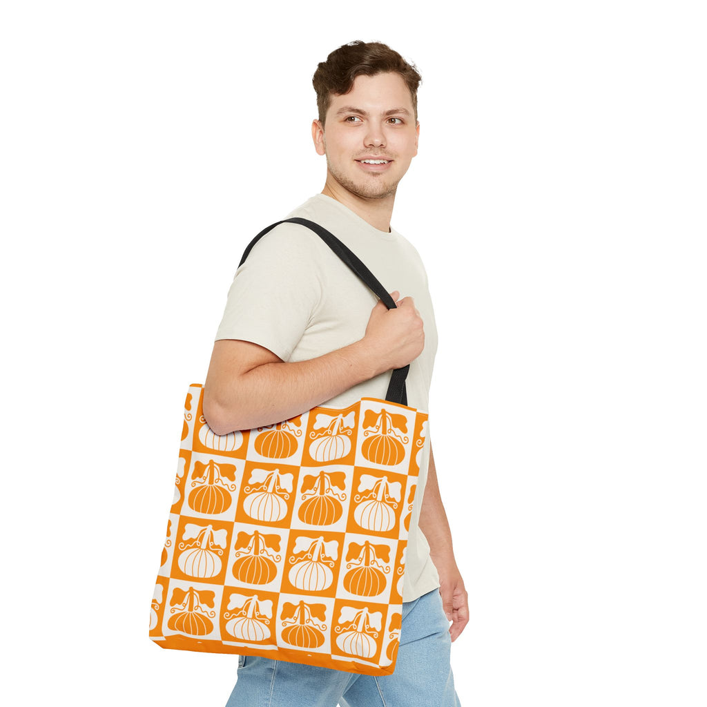 Pumpkin Patch Tote Bag - Autumn Harvest Checkerboard Carryall