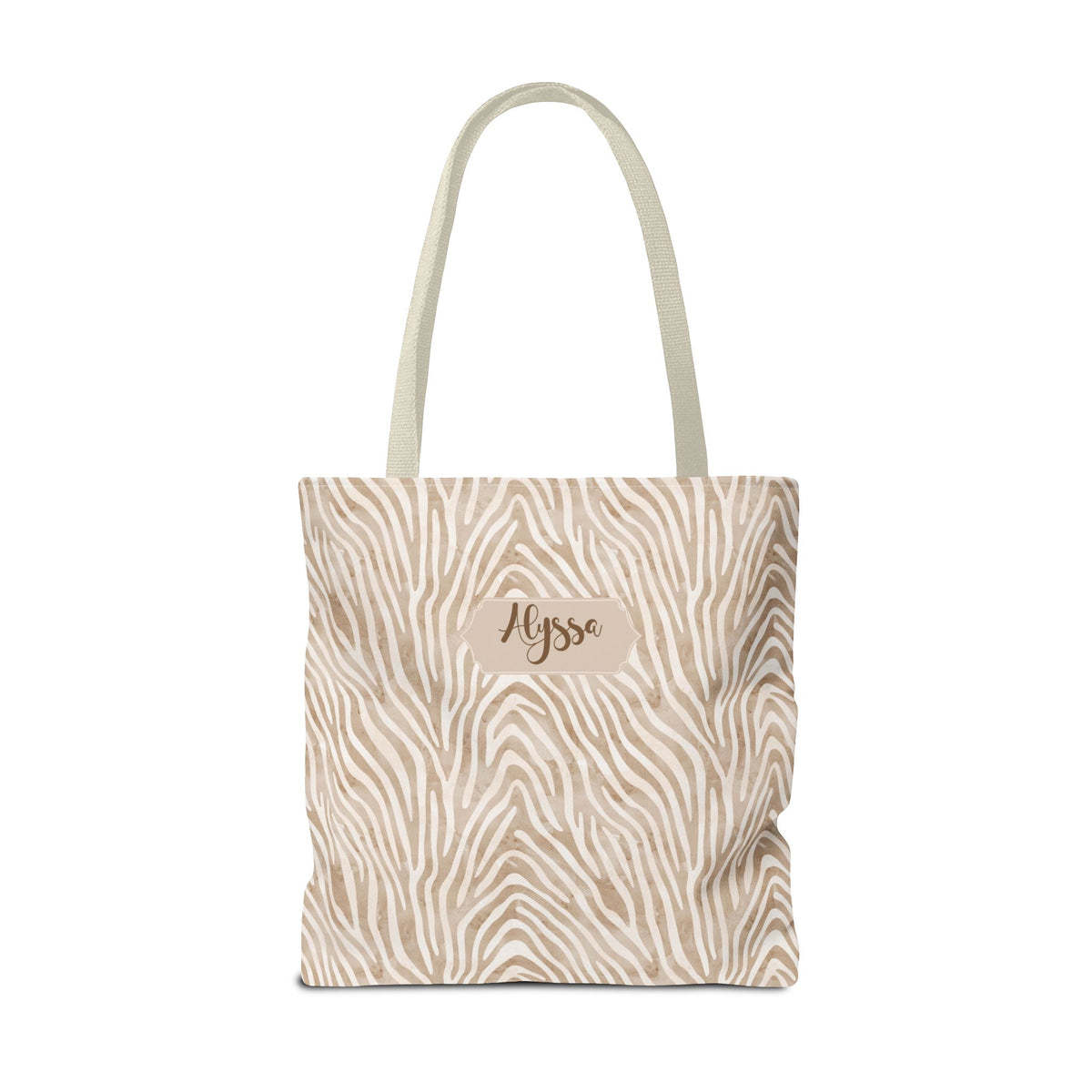 Personalizable Animal Print Bag - Beige Zebra Patterned Tote