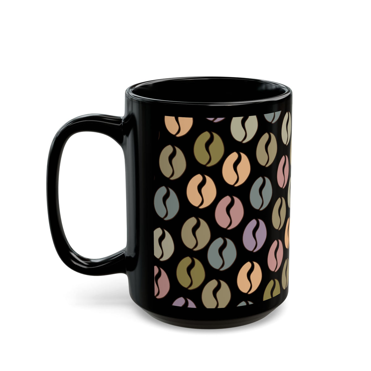 Colorful Vibes Coffee Bean Mug in Black