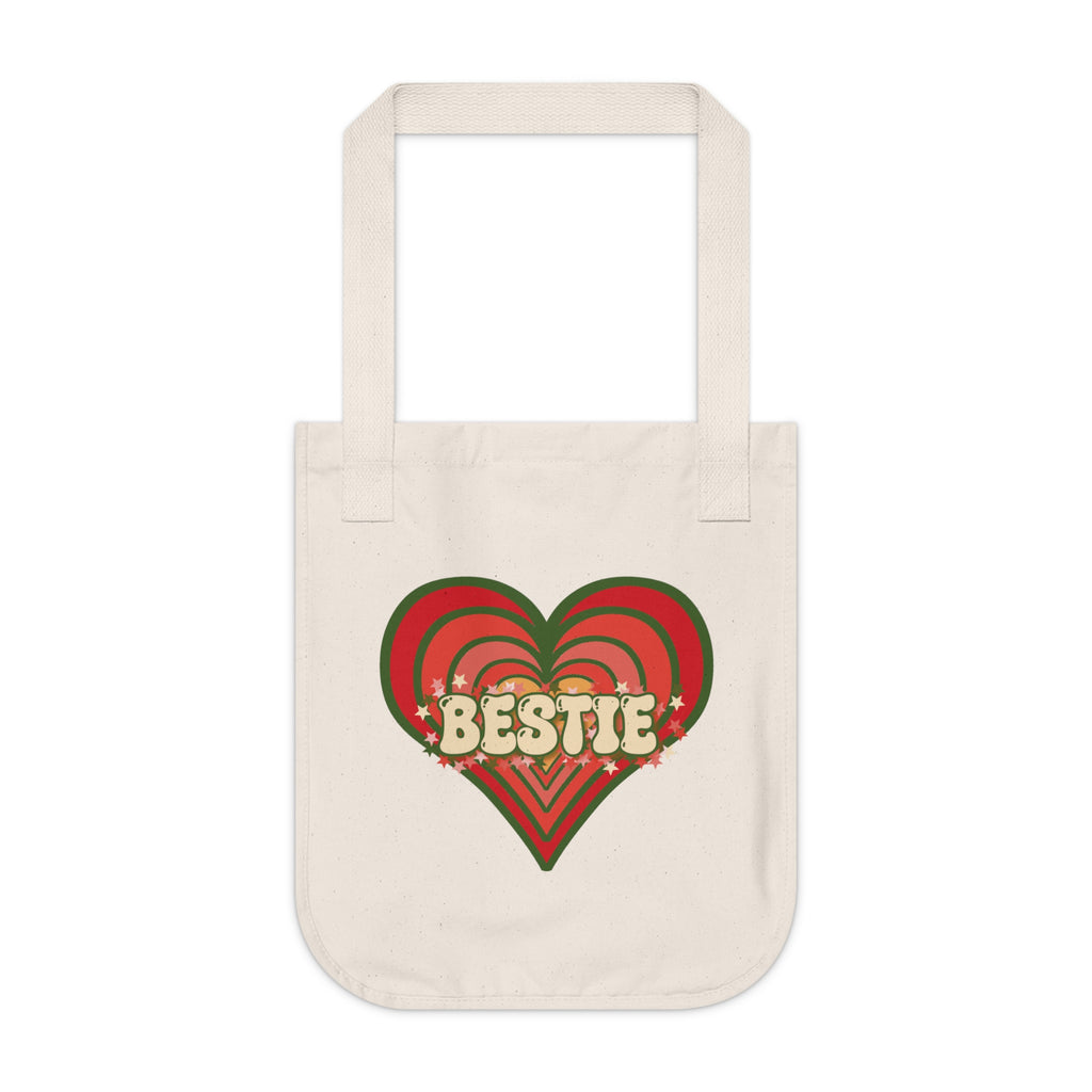 Organic Cotton Best Friend Tote - Retro Love Bestie Heart Bag