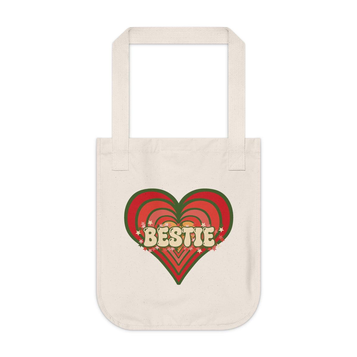 Organic Cotton Best Friend Tote - Retro Love Bestie Heart Bag