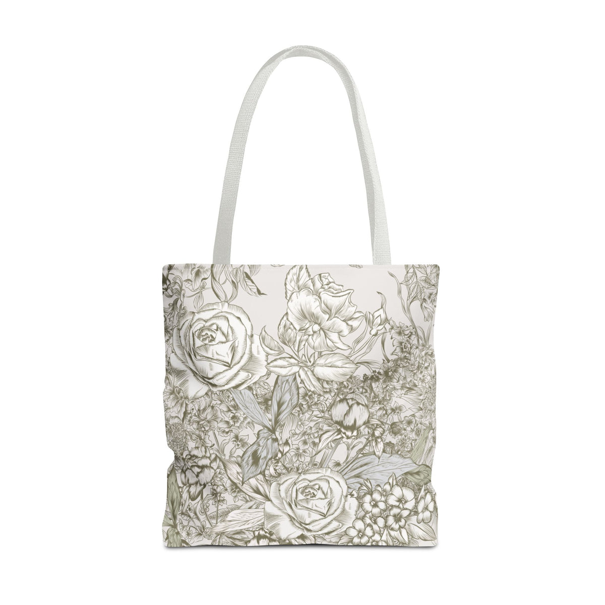 Rose Sketch Tote Bag — Grey Floral Carryall