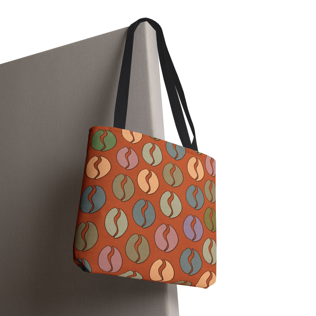 Coffee Lover's Tote - Colorful Coffee Bean Bag in Orange