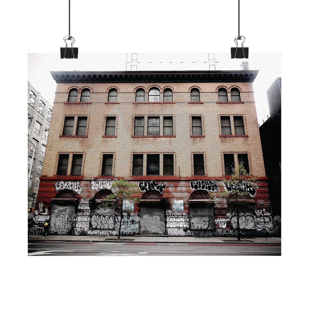 Urban Graffiti Photo Poster - Street Level Tagged Building Matte Poster