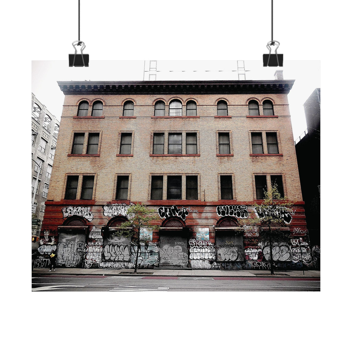 Urban Graffiti Photo Poster - Street Level Tagged Building Matte Poster