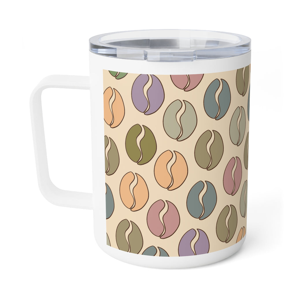 Colorful Coffee Bean Vibes Insulated Mug in Cream
