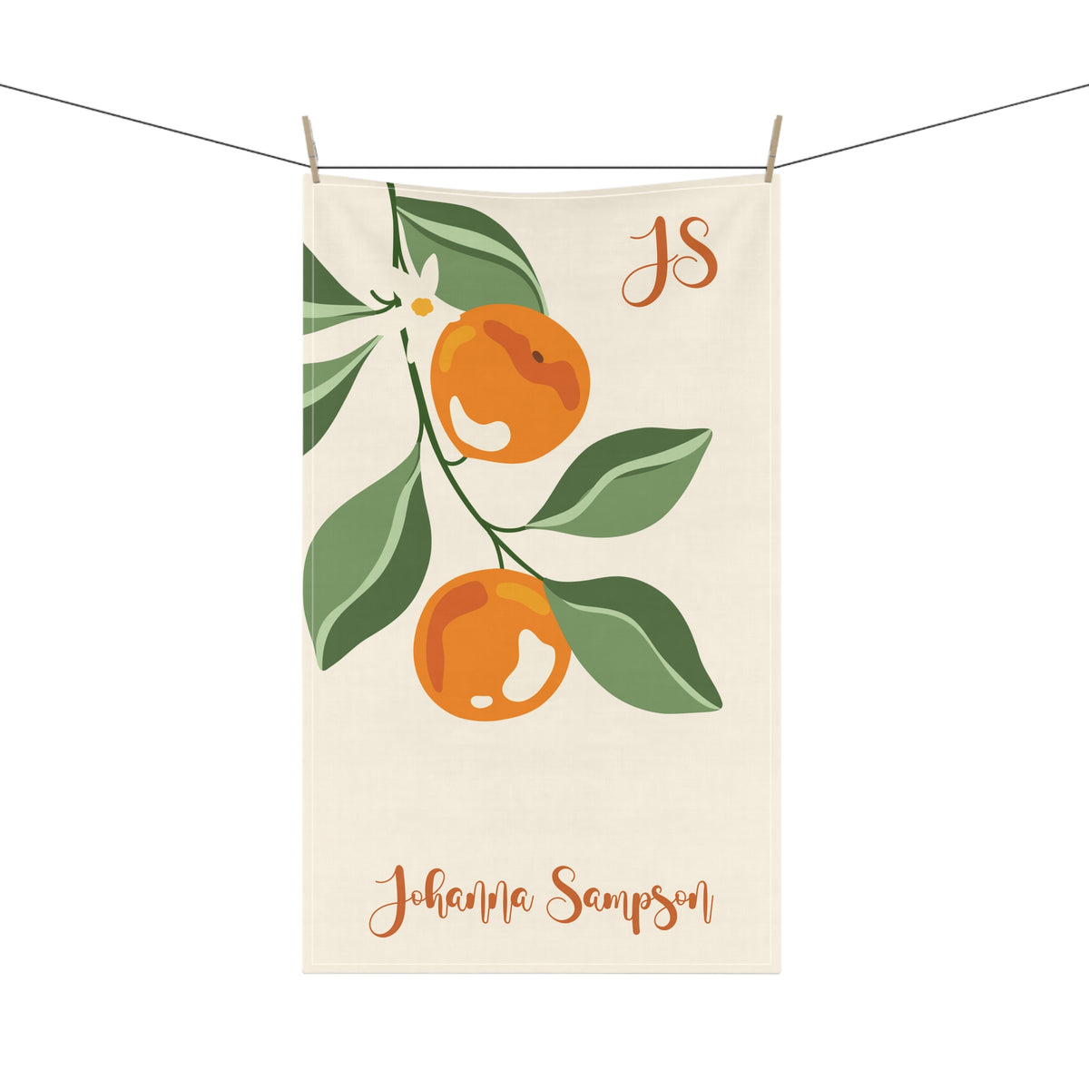 Personalized Citrus Tea Towel - Custom Name and Monogram Kitchen Towel