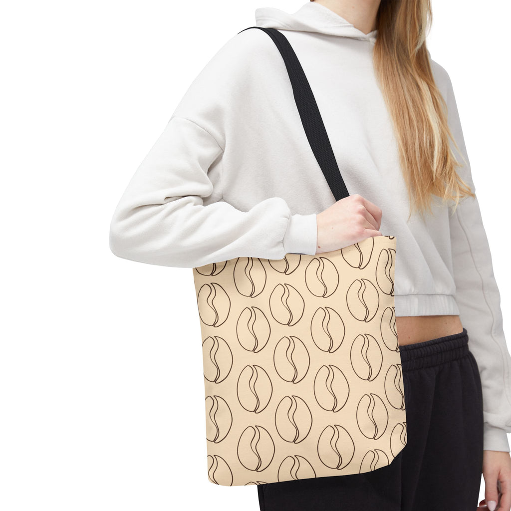 Minimalist Coffee Bean Tote Bag -Coffee Lover's Tote Bag in Cream