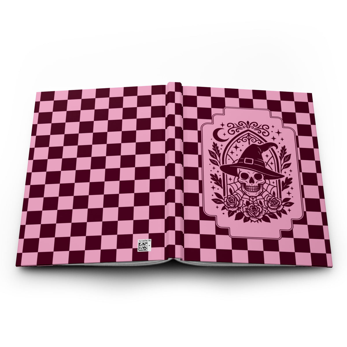 Retro Modern Gothic Skull Checkerboard Hardcover Blank Journal