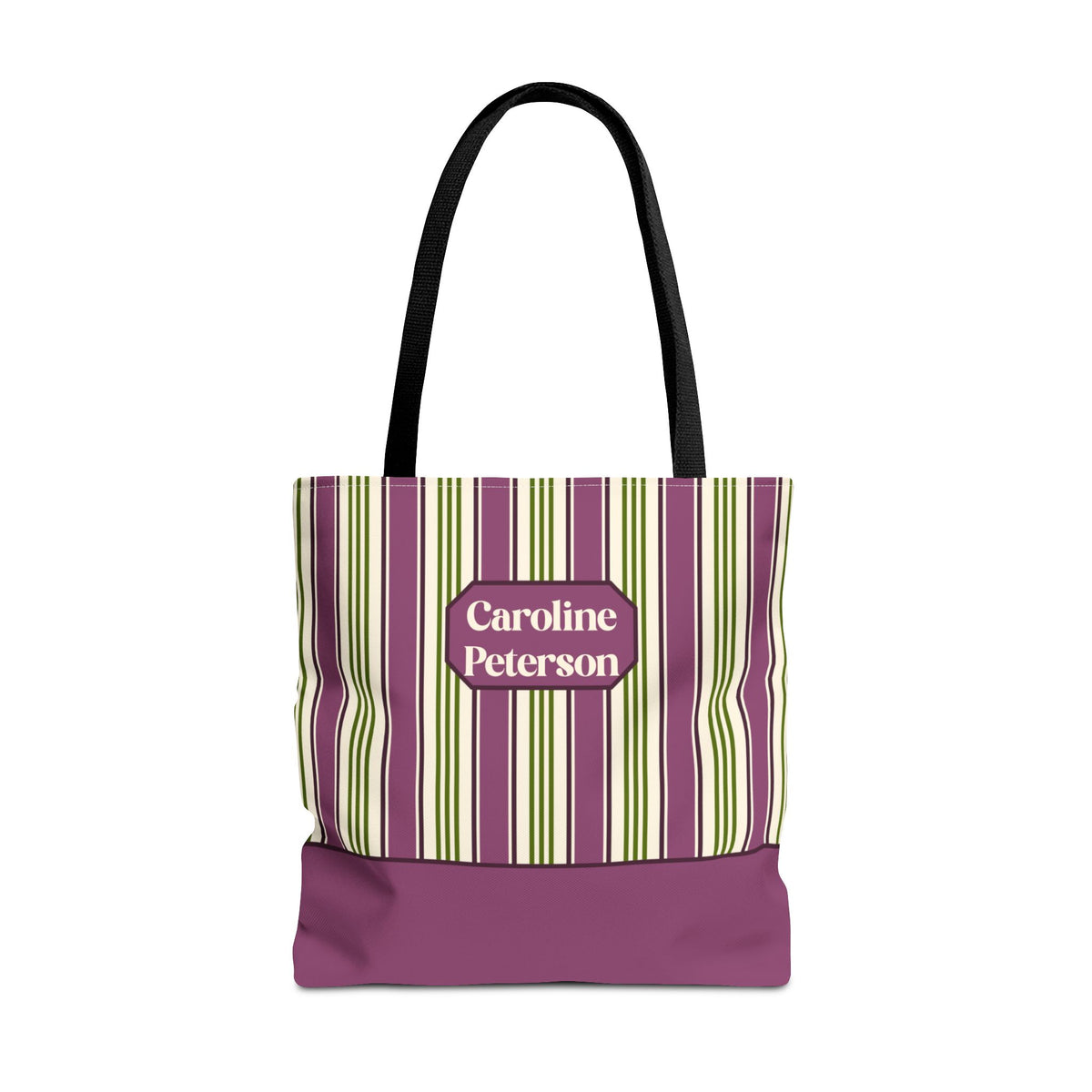 Personalizable Striped Tote Bag - Colorful Green and Purple Stripe Carryall