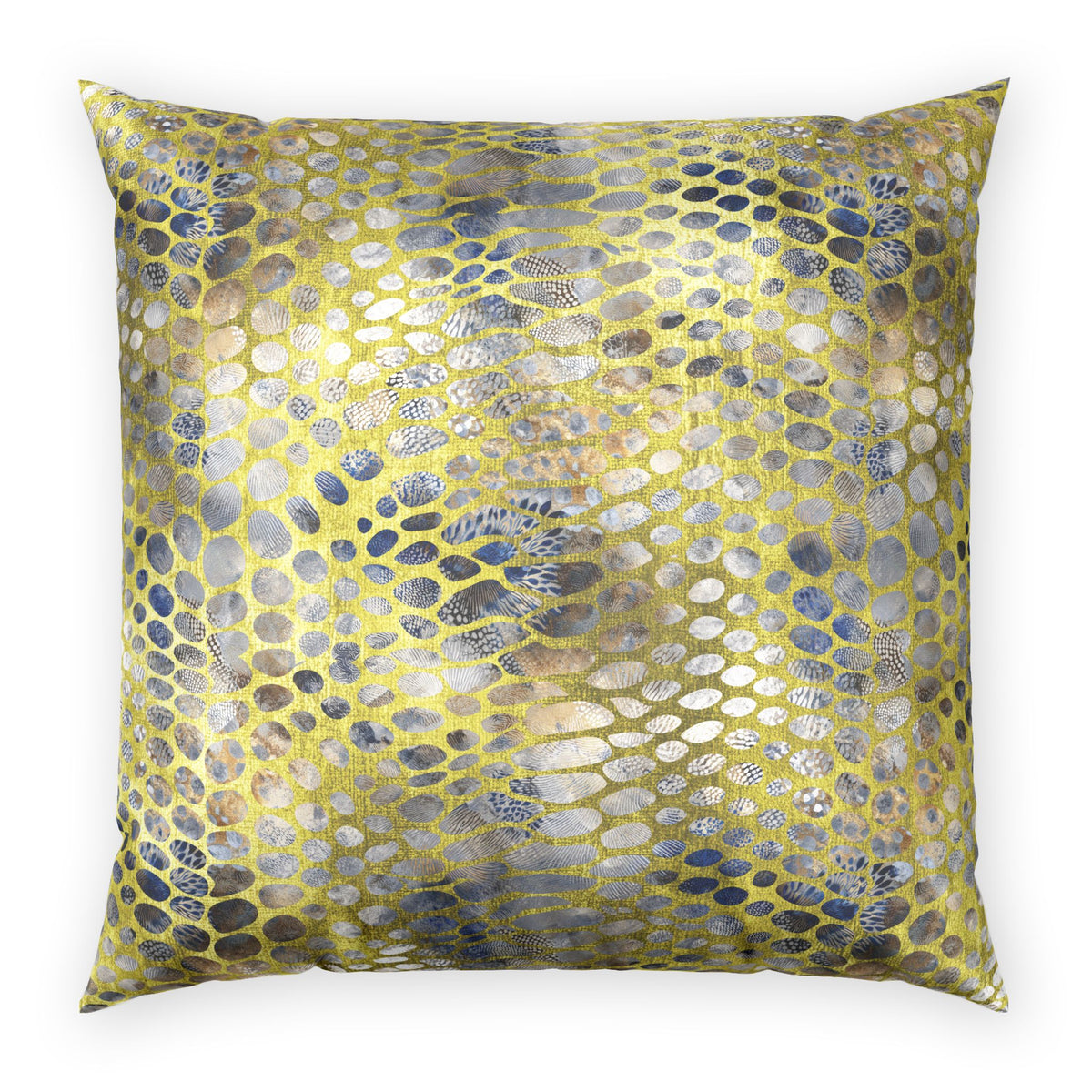 Luxe Velvet Decorative Pillow - Glam Arctic Gold Snakeskin and Navy Feathers Throw Pillow