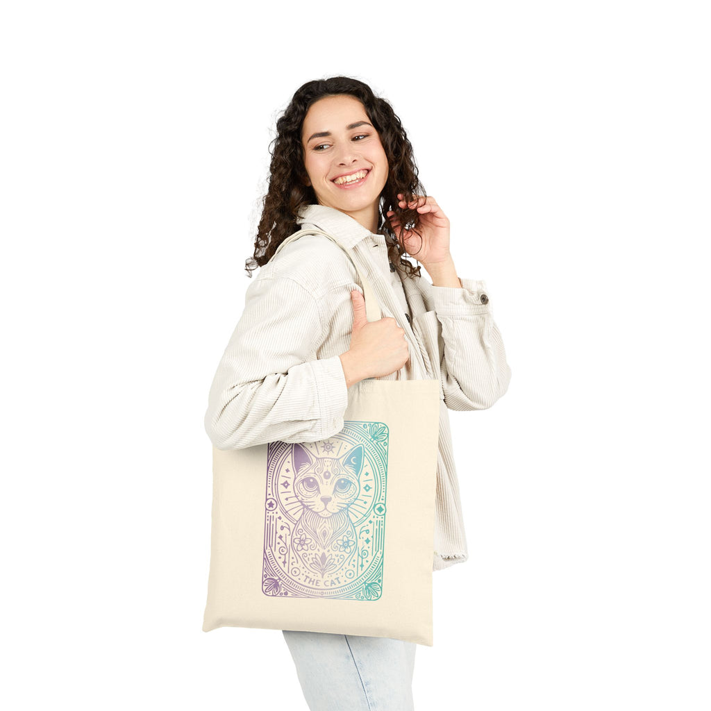 Cat Tarot Tote Bag - Pastel Mystic Cat Canvas Tote