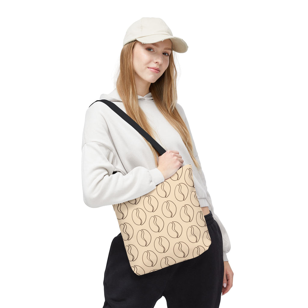 Minimalist Coffee Bean Tote Bag -Coffee Lover's Tote Bag in Cream