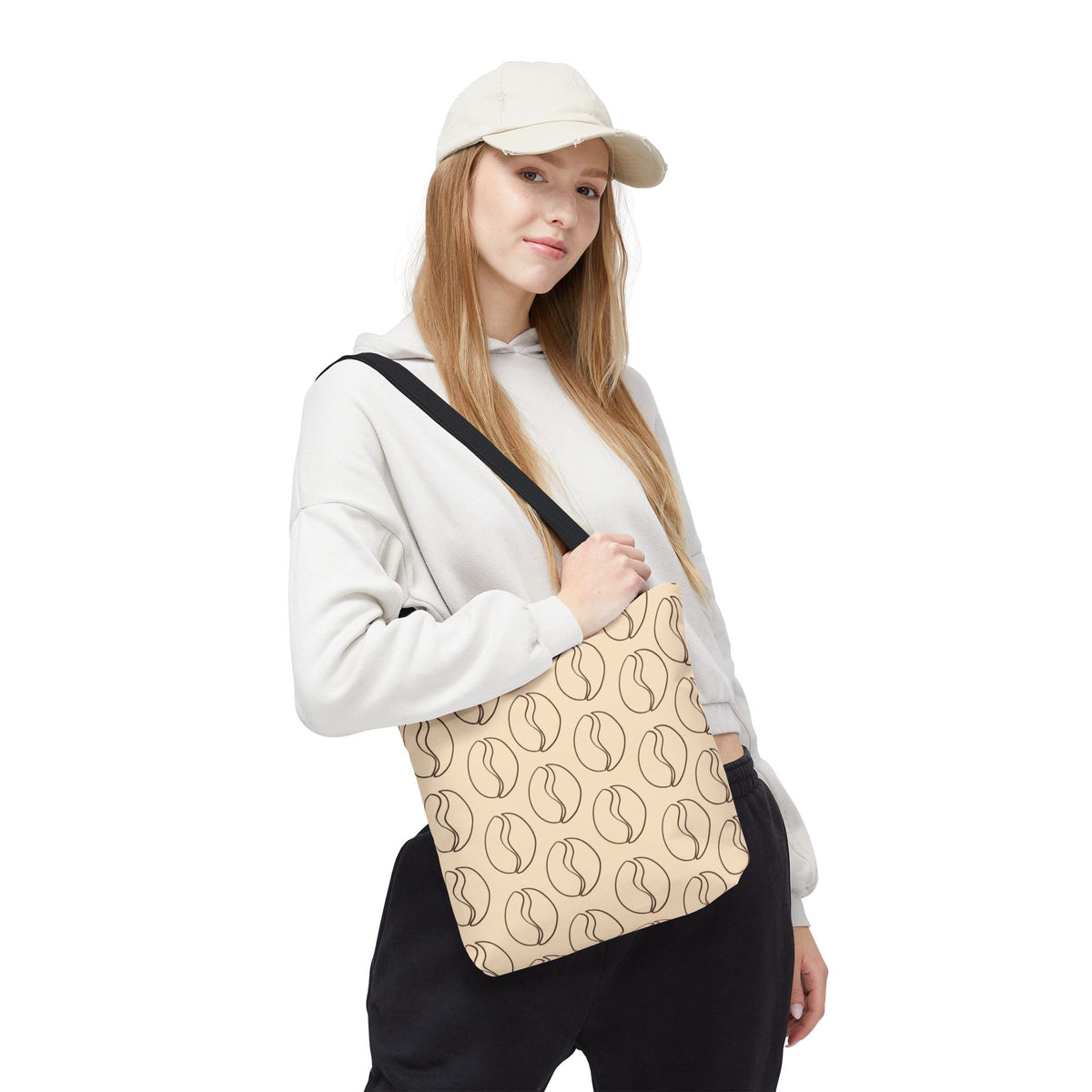 Minimalist Coffee Bean Tote Bag -Coffee Lover's Tote Bag in Cream