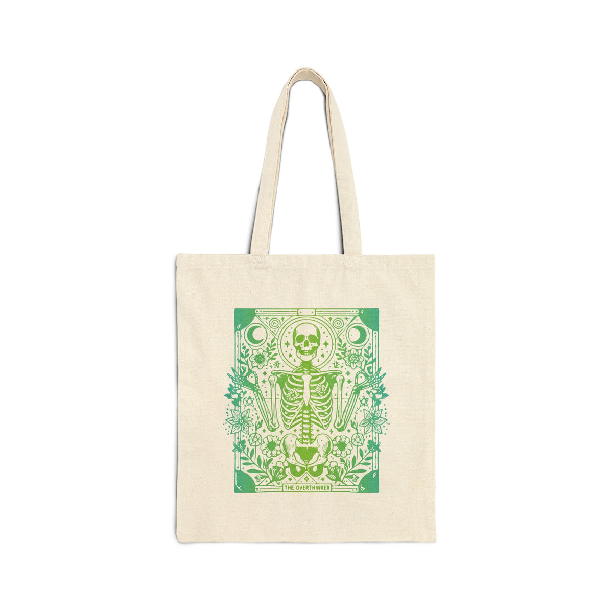 "The Overthinker" Skeleton Botanical Tote - Cotton Canvas Tarot Tote Bag