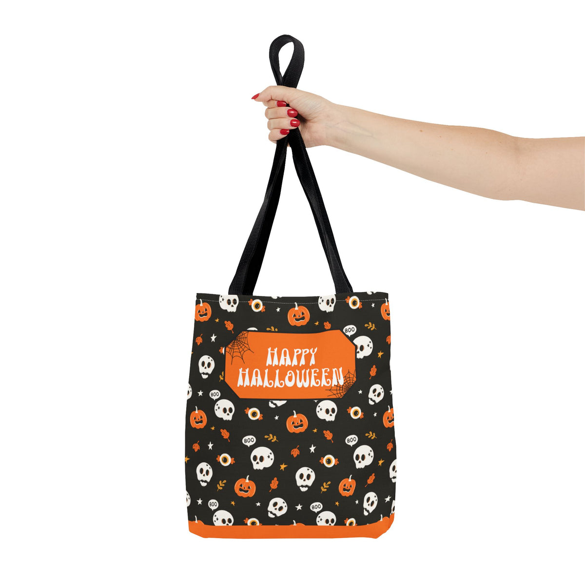 Halloween Pumpkin and Skulls Personalizable Trick-or-Treat Candy Bag