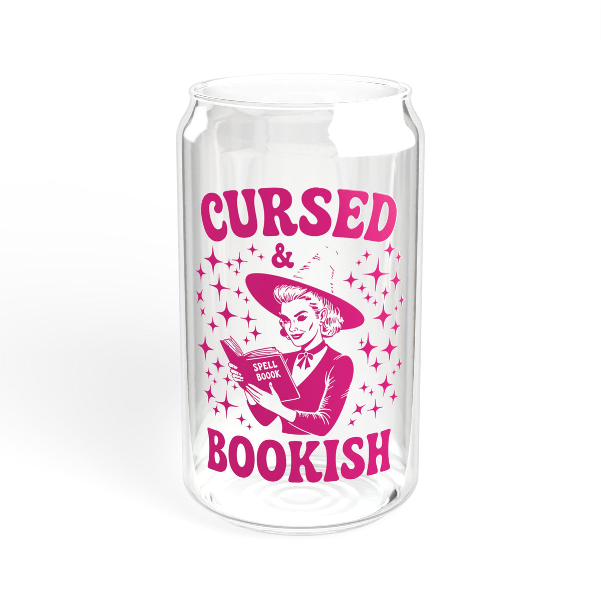 Cursed and Bookish 16oz Sipper Glass – Witchy Reading Lover Tumbler with Straw