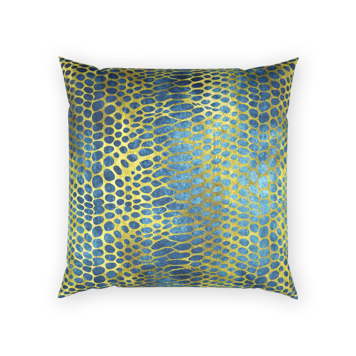 Snake Skin Velvet Pillow - Gold and Teal Decorative Throw Pillow