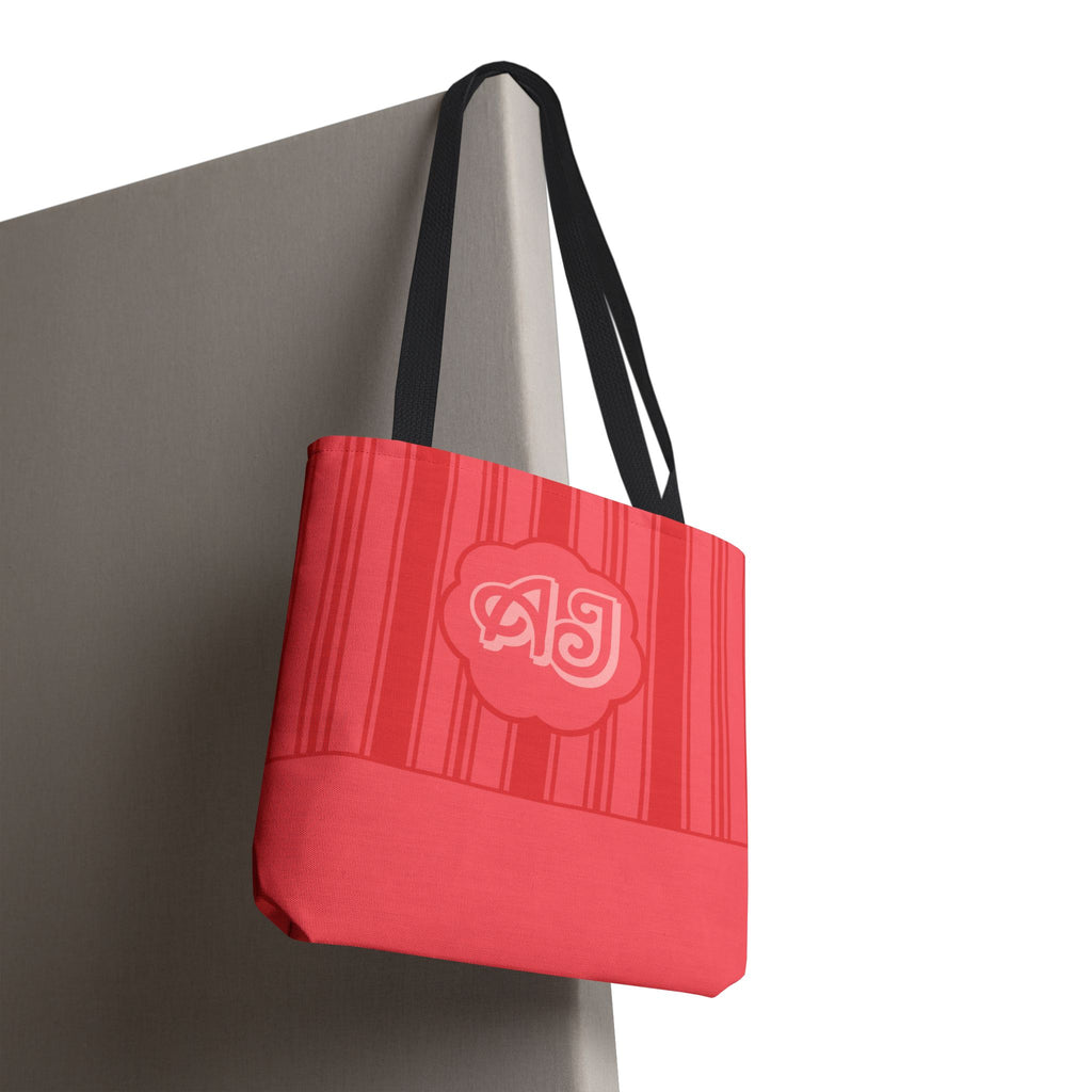 Monogram Pink Striped Tote Bag —Personalizable Market Tote