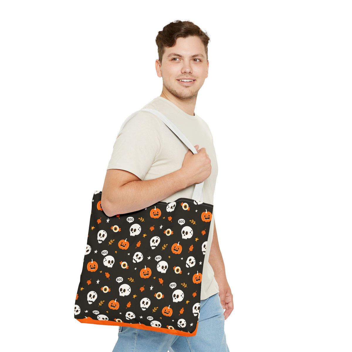 Halloween Pumpkin and Skulls Cute and Spooky Trick-or-Treat Candy Bag
