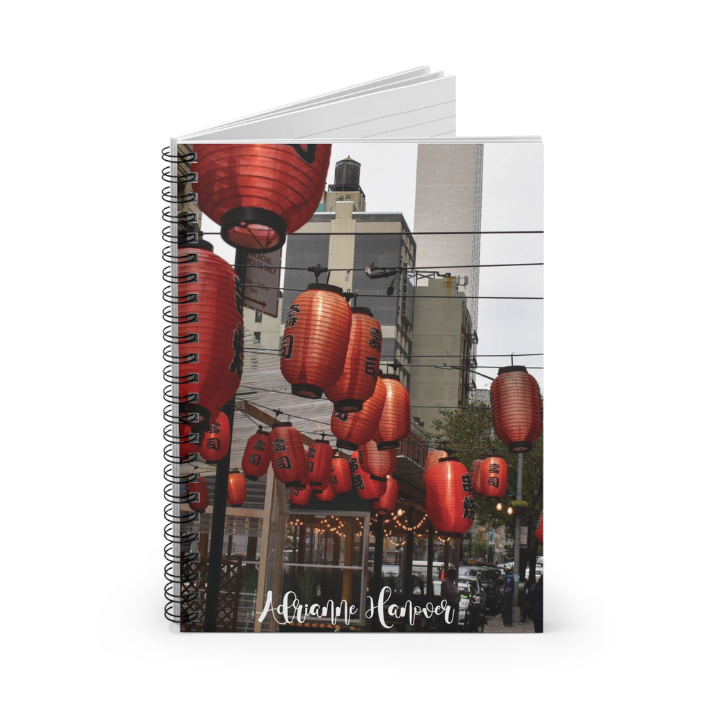 Personalizable Urban Streetscape Journal - Red Lanterns Spiral Notebook