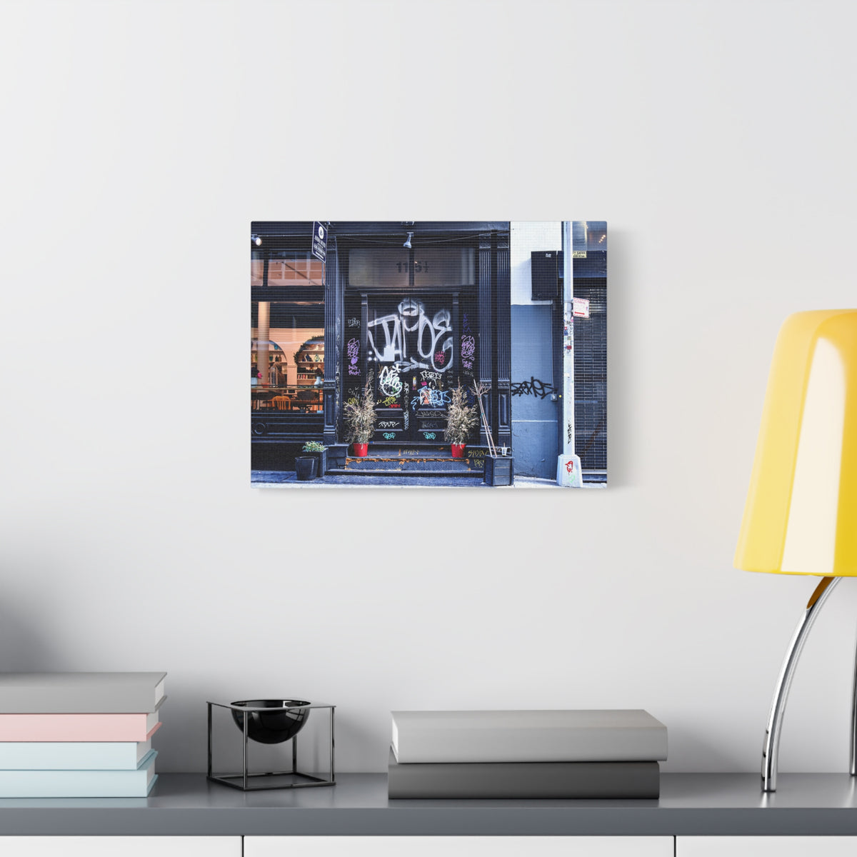 City Scape Photo Art Canvas - Graffiti Doorways Gallery Wrap